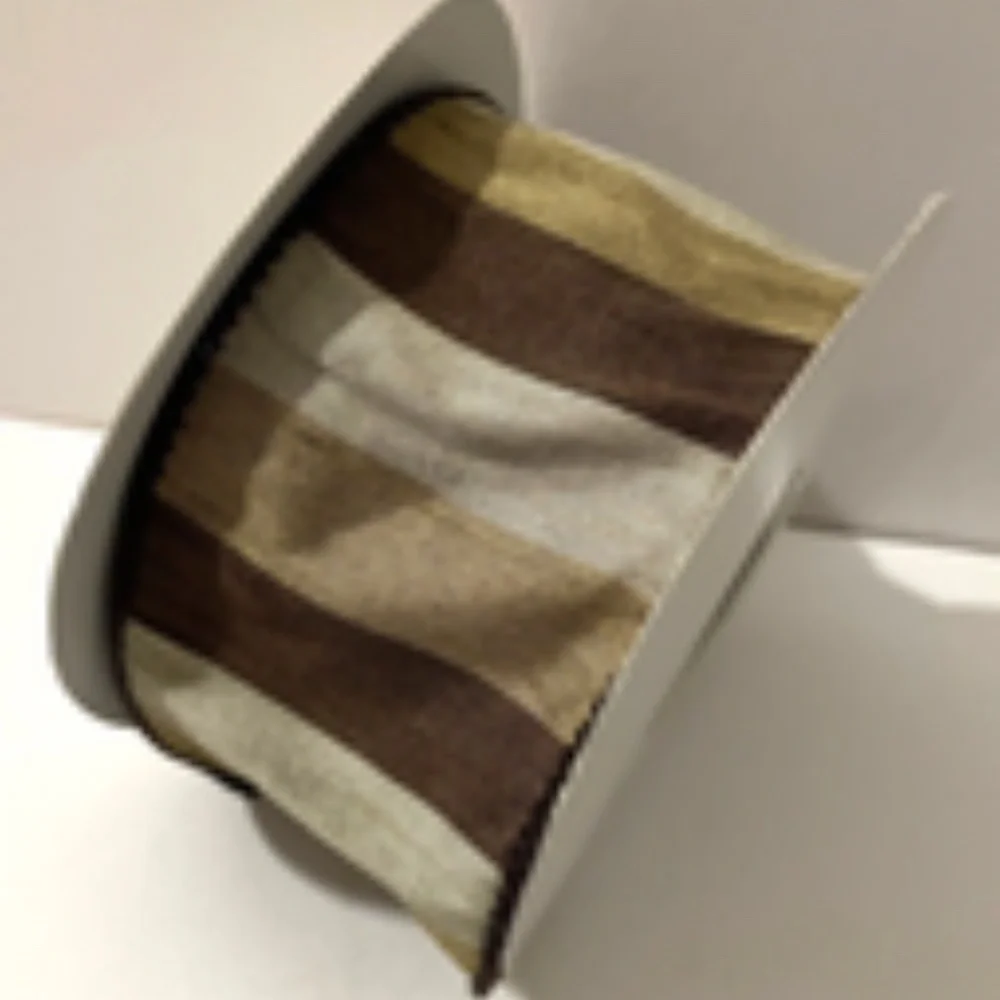 NEW Dupion Ribbon Chocolate Gold Stripe Wire Edged 4 Yards 2.5